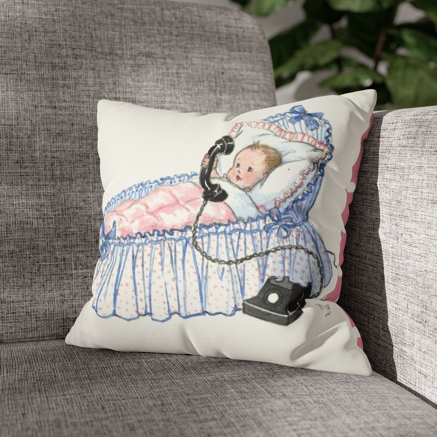 Faux suede pillow - Baby Phone Call