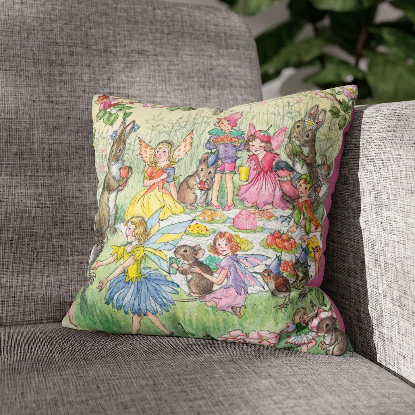 Faux suede pillow - The Fairy Picnic