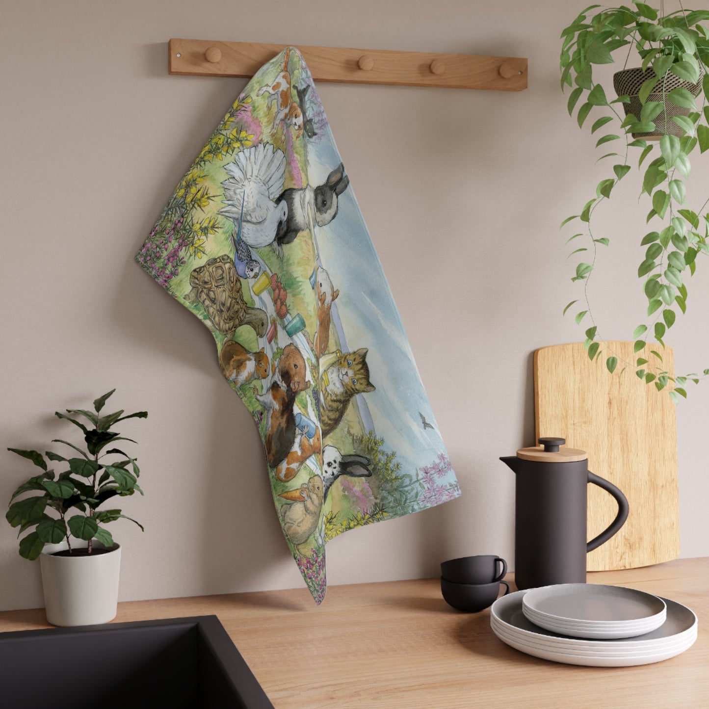 The Picnic Rabbits Tea Towel