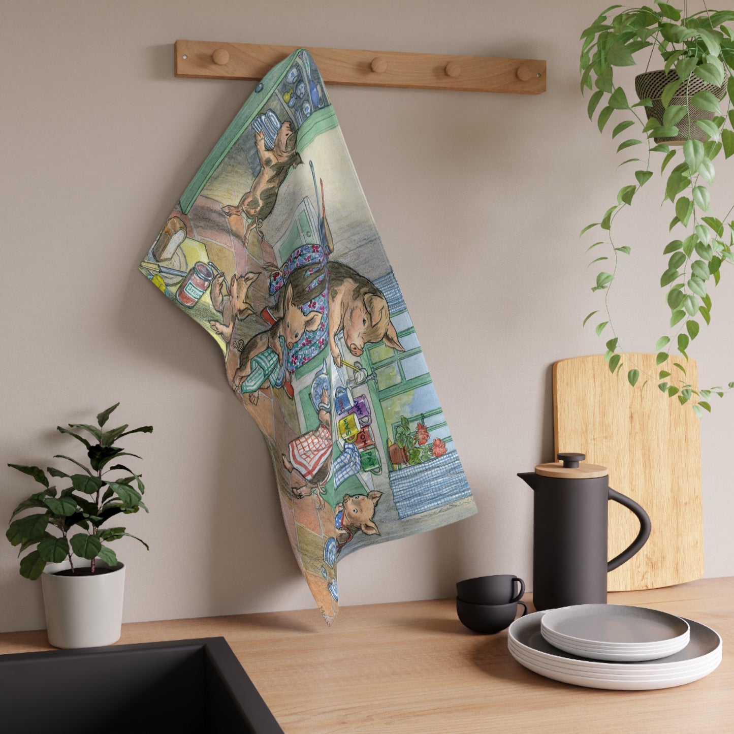 Dish Washing Pigs Tea Towel