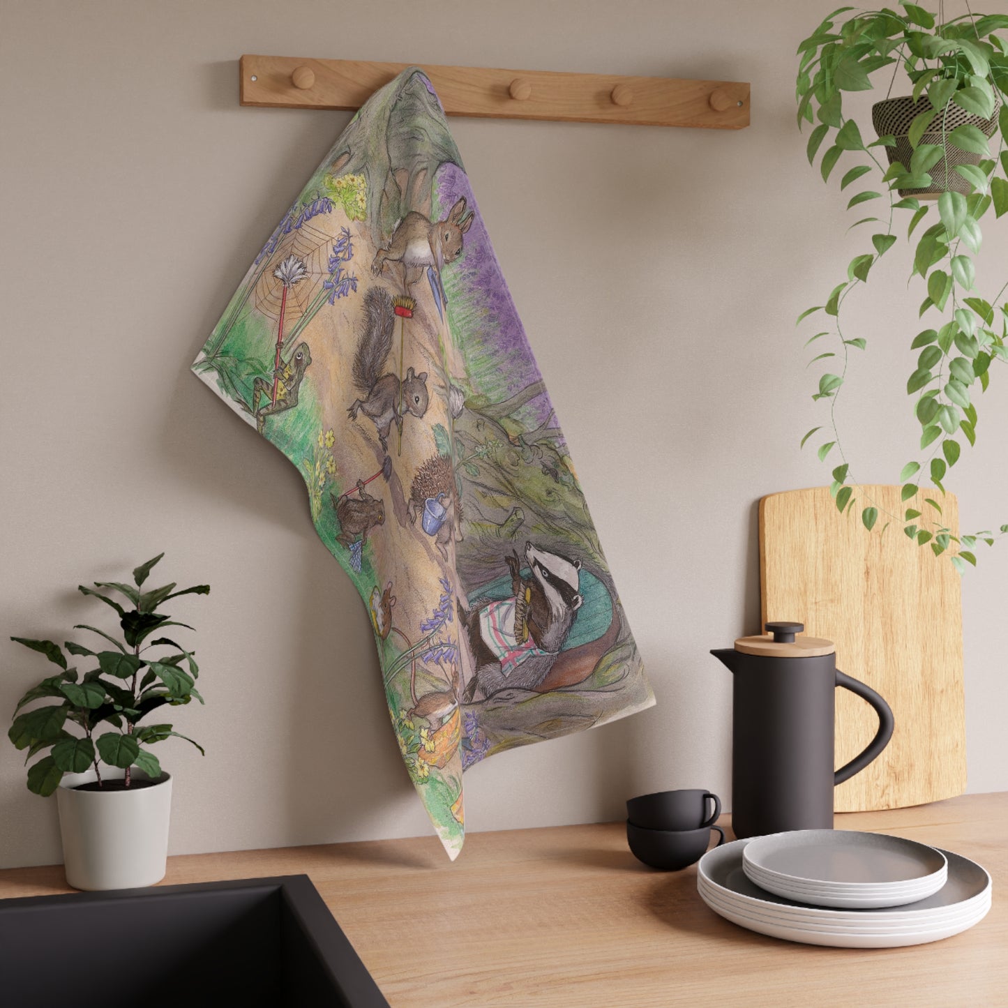 Badger's Spring Clean Tea Towel