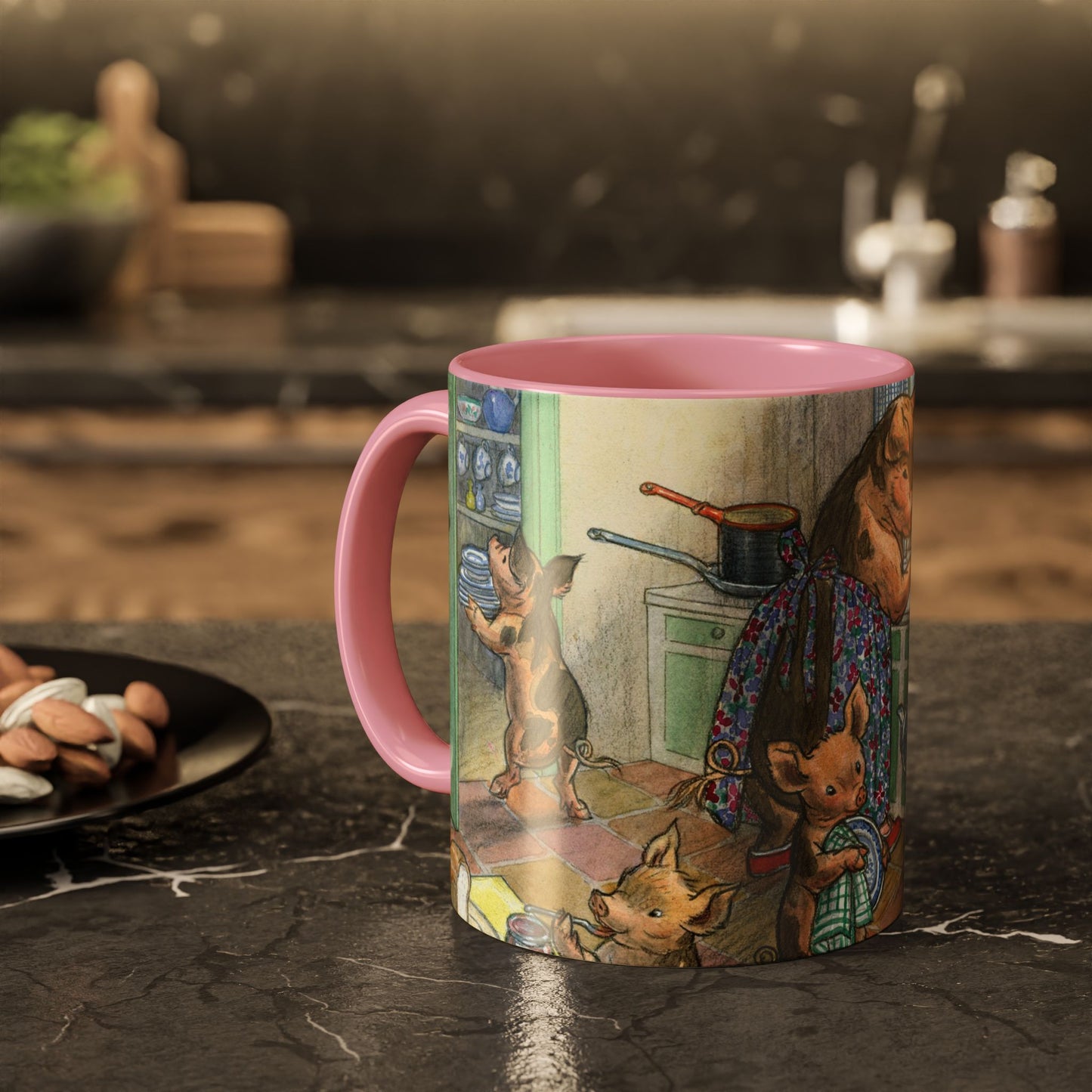 Washing the Dishes Pigs Pink Mug