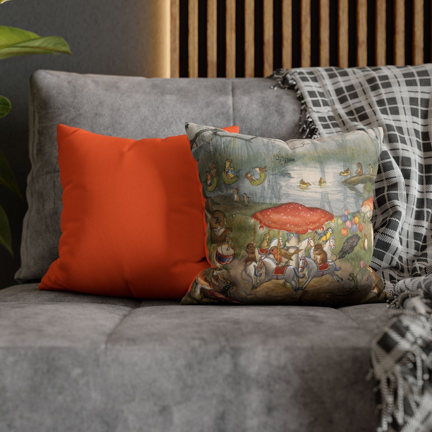 Faux suede pillow - Toadstool Fair