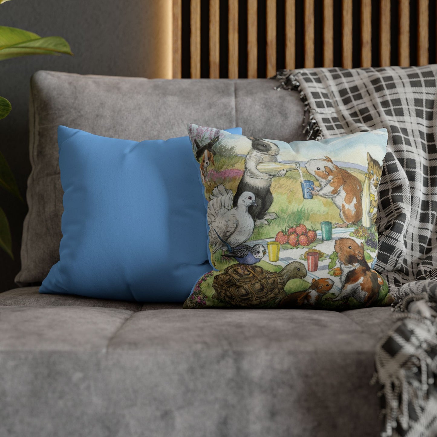 Faux suede pillow - Guinea Pig's Picnic