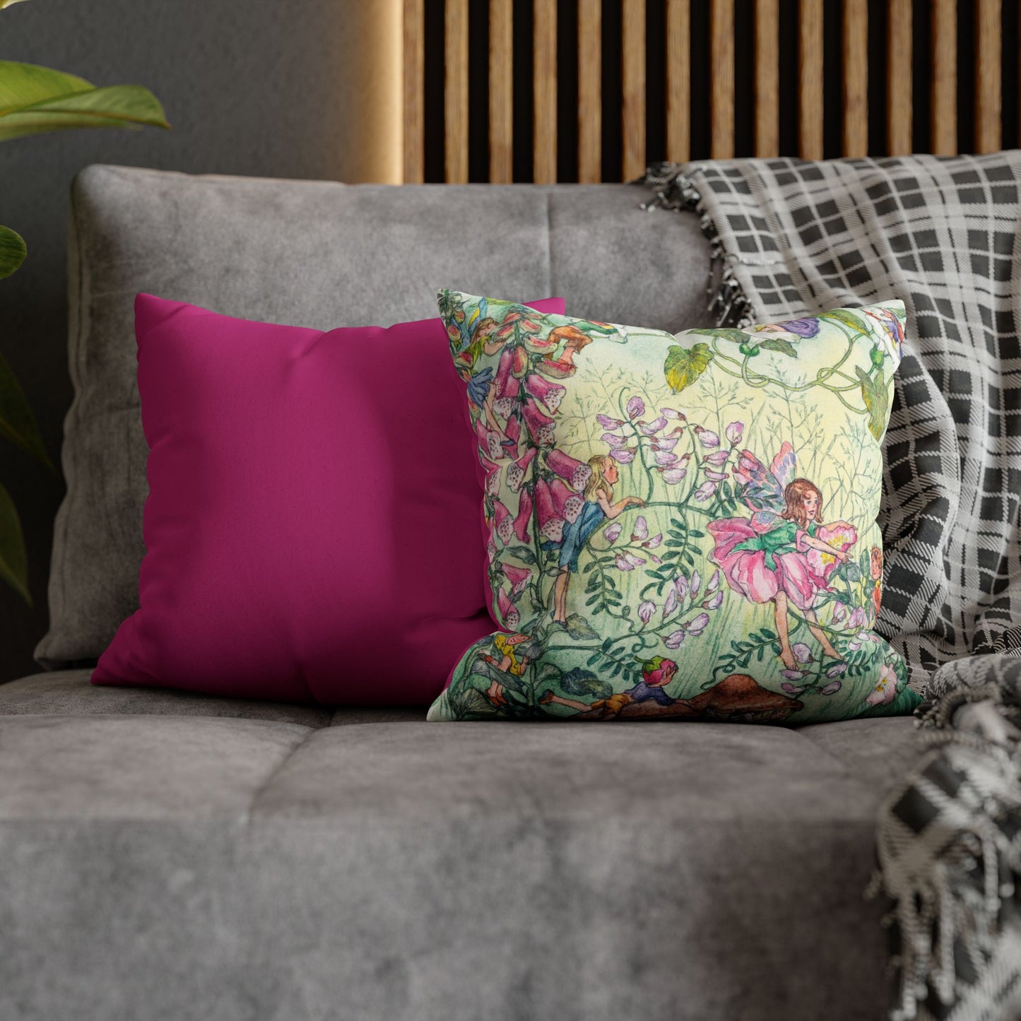 Faux suede pillow - Flower Fairies