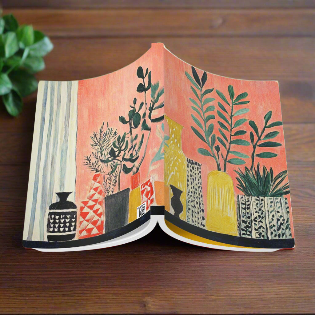 pot plants journal notebook quirky modern design lined paper