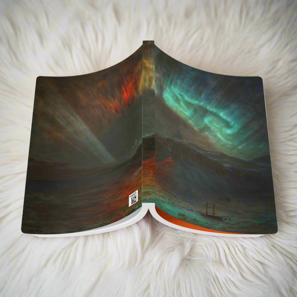 northern lights aurora borealis night sky lights notebook lined paper journal 