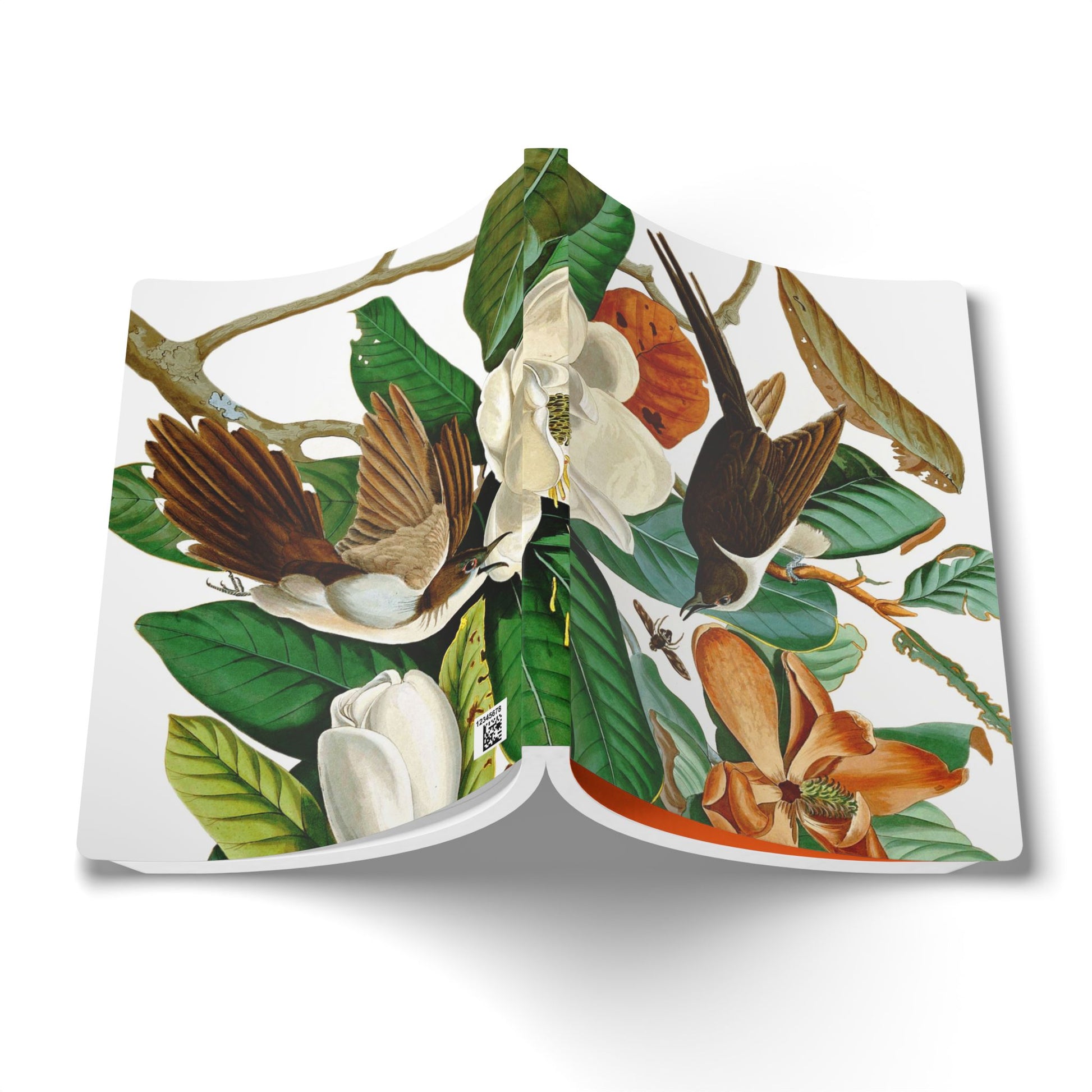 journal notebook notepad journaling floral flower vintage bird tropical softcover orange green 