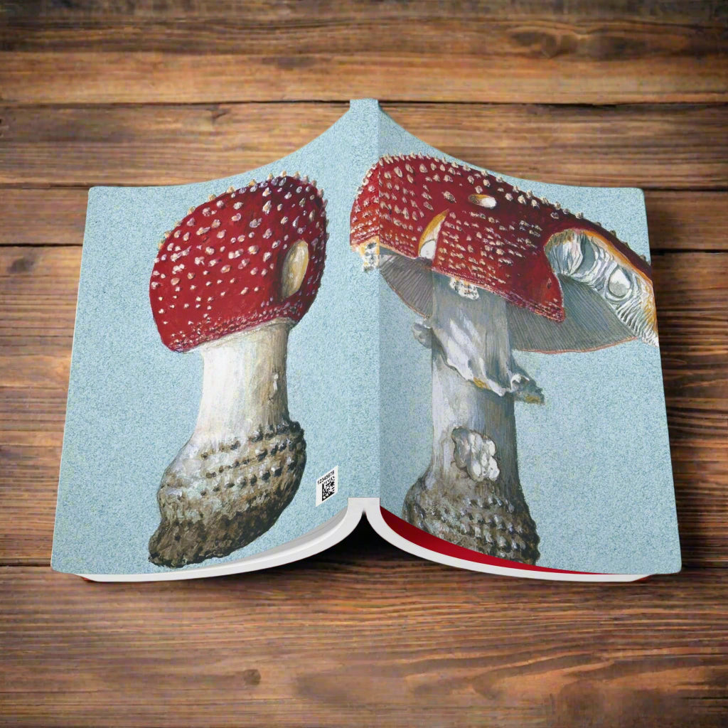 fly agaric mushroom toadstool notebook journal notepad softcover red blue vintage illustration wildlife country nature animal 