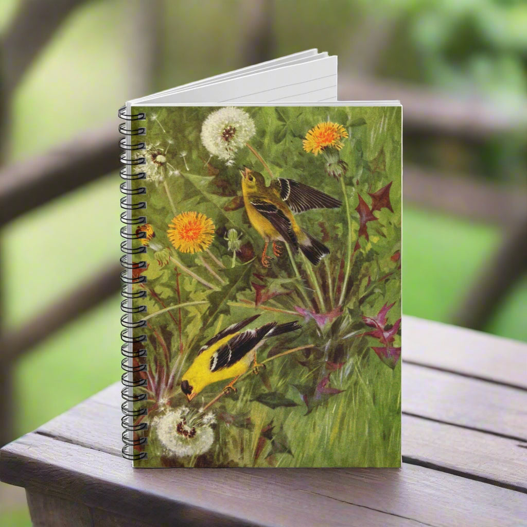Spiral Notebook - Finches and dandelions