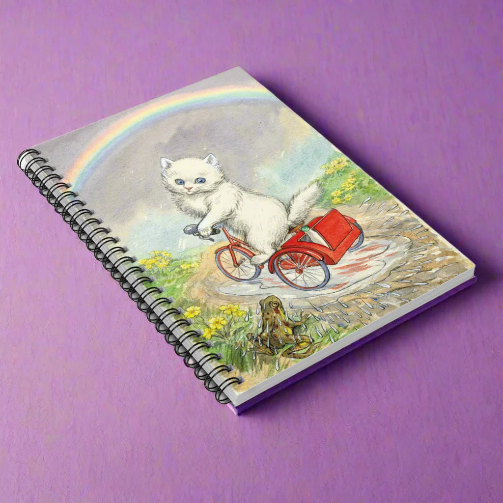 cat kitty kitten rainbow from fantasy enchanting flowers spring weather rain notebook journal journaling organize lined paper