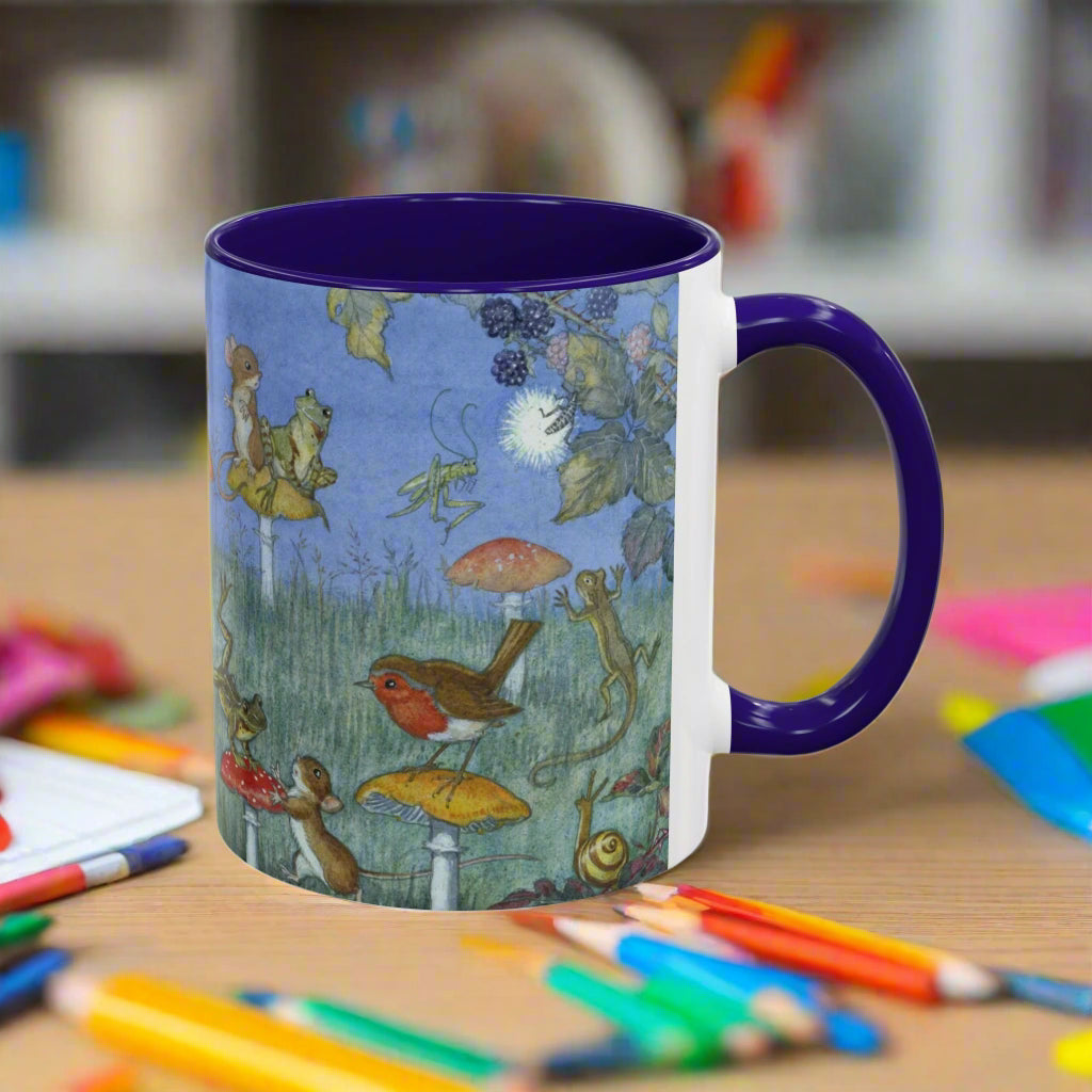 fairy woodland Molly Brett mug blue robin mouse toadstool snail enchanting fantasy frog mouse bramble drinkware kids adults tea coffee hot chocolate