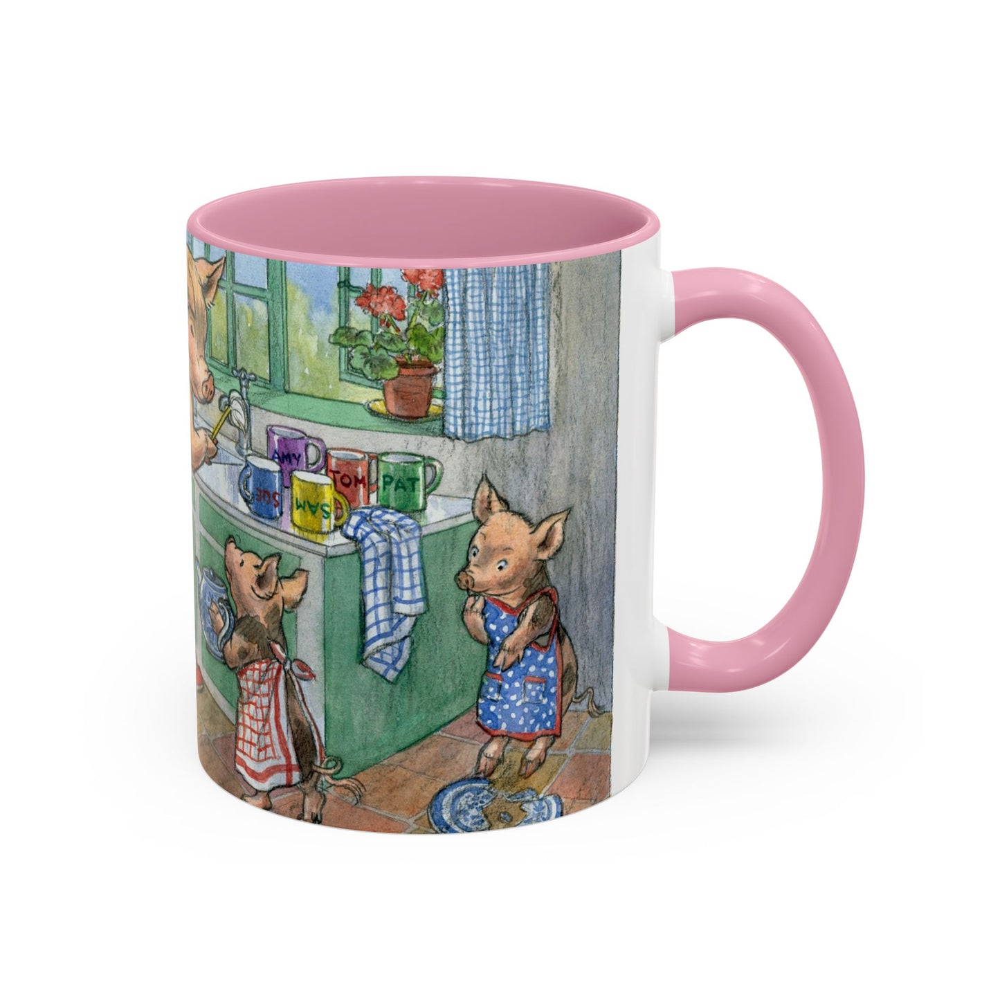 Washing the Dishes Pigs Pink Mug