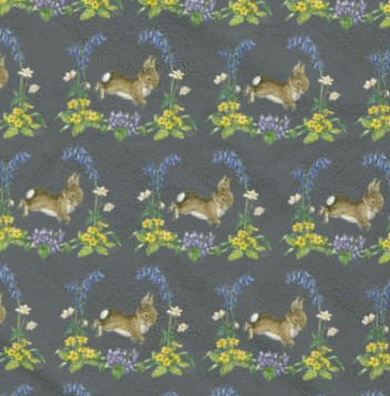 Bunnies and Bluebells Gray Plush Blanket