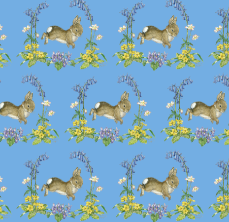 Bunnies and Bluebells Blue Plush Blanket